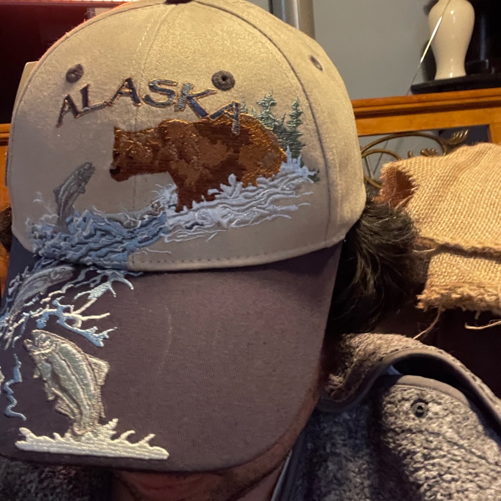Alaska Embroidered Cap with Bear and Fish Design - Picture 7 of 11